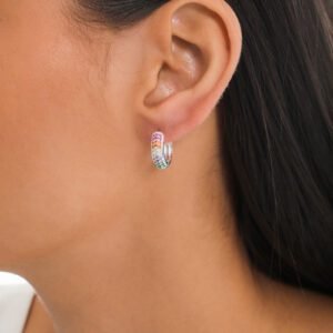 Brinco Argola Colorida M | Prata