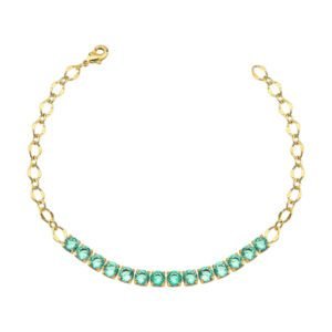 Pulseira Riviera com detalhes de zircônias verde turmalina