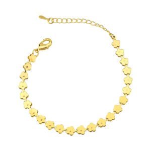 Pulseira com plaquinhas em formato de flor lisa