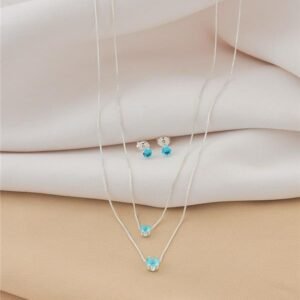 Mix Brinco azul e dois colares prata