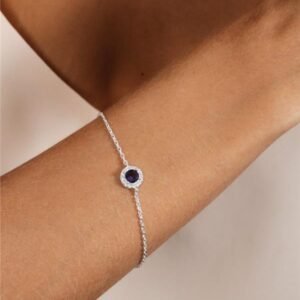 Pulseira Zircônia Ametista | Banho de Prata