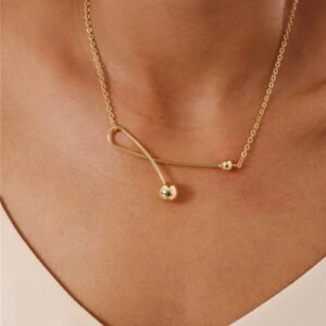 Colar Cruzado Bola Lisa - Banhado a ouro 18k