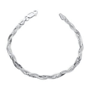 Pulseira Tripla Trançada - Prata 925