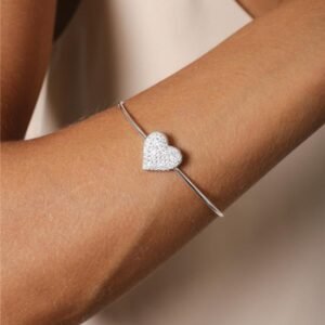 Meio Bracelete Coração Cravejado